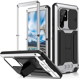 Θωρακισμένη θήκη για Samsung Galaxy S22 Ultra, R-JUST CamShield Slide, ασημένια