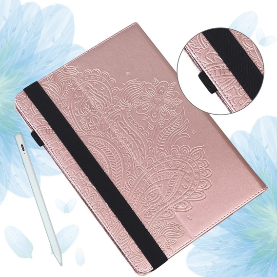 θήκη με πτερύγιο για Xiaomi Redmi Pad SE 11", flower, ροζ
