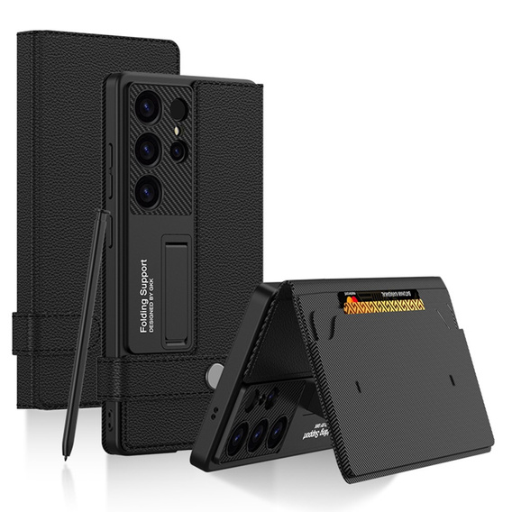 Θήκη με πτερύγιο για Samsung Galaxy S25 Ultra, GKK Card Slot Wallet, μαύρη