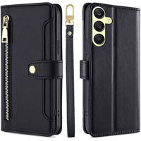 Θήκη με πτερύγιο για Samsung Galaxy A25 5G, Wallet Zipper Pocket, μαύρη