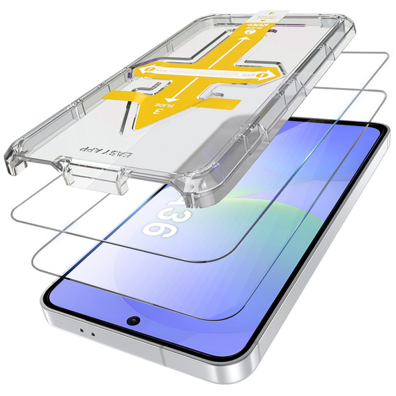 2x Μετριασμένο γυαλί για Samsung Galaxy A36, ERBORD Easy App Full Screen Protector
