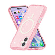 Θήκη για iPhone 17, για MagSafe, glitter, ημιδιαφανές ροζ