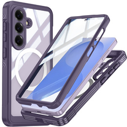 Θήκη Shockproof με γυαλί, για MagSafe για Samsung Galaxy S26 Plus, μοβ