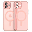 Θήκη για iPhone 16, για MagSafe, ERBORD Μatt Case, ροζ + Γυαλί οθόνης