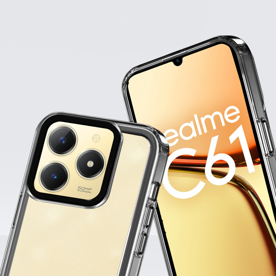 Θήκη για Realme C61, Fusion Hybrid, διαφανής / μαύρη