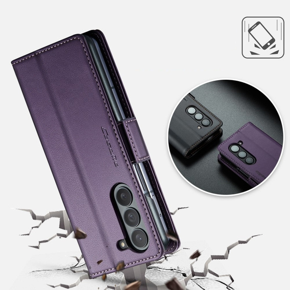 CASEME flip case για Samsung Galaxy Z Fold6 5G, Litchi Wallet, μωβ