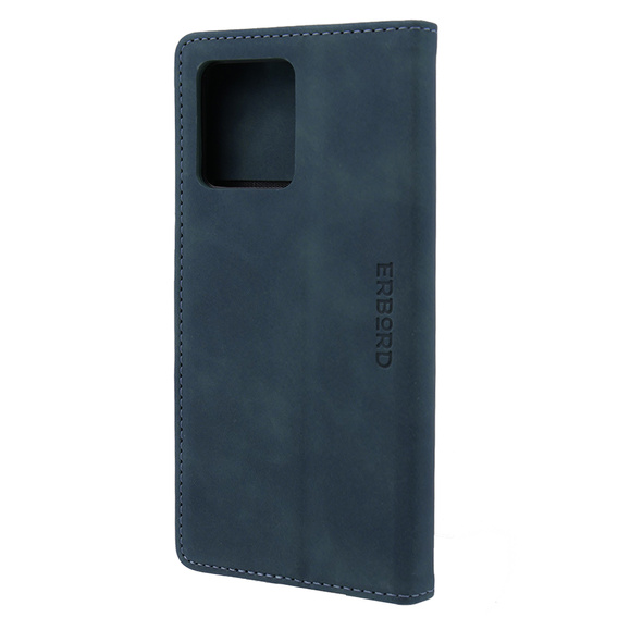 Θήκη για Motorola Edge 40 Neo, ERBORD Vintage, πορτοφόλι με πτερύγιο, μπλε