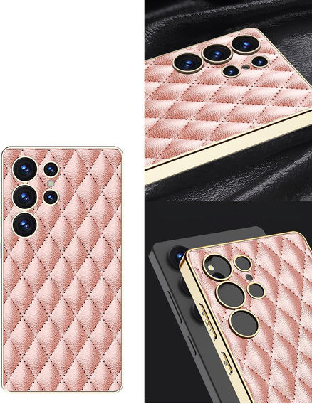Θήκη για Samsung Galaxy S25 Ultra, Leather Rhombus, ροζ