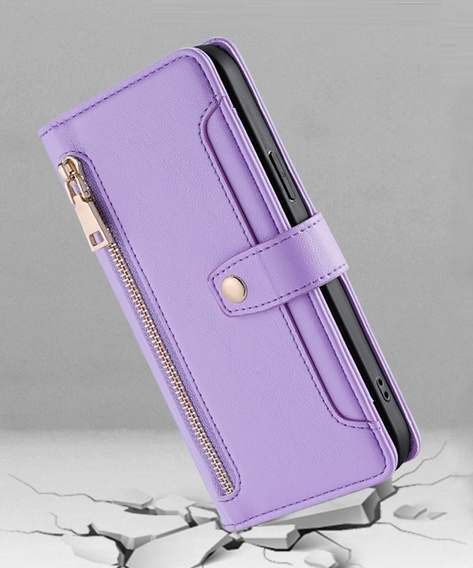 Θήκη με πτερύγιο για Oppo Reno 13, Wallet Zipper Pocket, μωβ