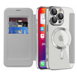 Θήκη με πτερύγιο για iPhone 16 Pro Max, RFID Wallet MagSafe CamShield, ασημένια