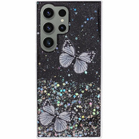 Θήκη για Samsung Galaxy S24 Ultra, Glitter Butterfly, μαύρη