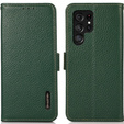 KHAZNEH θήκη RFID για Samsung Galaxy S23 Ultra, Litchi Texture, πράσινη