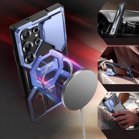 Θήκη για Samsung Galaxy S25 Ultra, Tongate MECH MagSafe Series, μπλε + 9H Tempered Glass