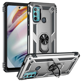 θωρακισμένη θήκη για Motorola Moto G60, Nox Case Ring, ασημένια