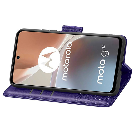 Θήκη με πτερύγιο για Motorola Moto G32, Butterfly, μωβ