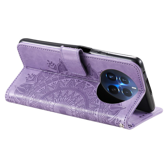 Θήκη με πτερύγιο για Realme 12 Pro 5G / 12 Pro+ 5G, Mandala, μωβ