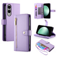 Θήκη με πτερύγιο για Samsung Galaxy S25 Edge, Wallet Zipper Pocket, μωβ