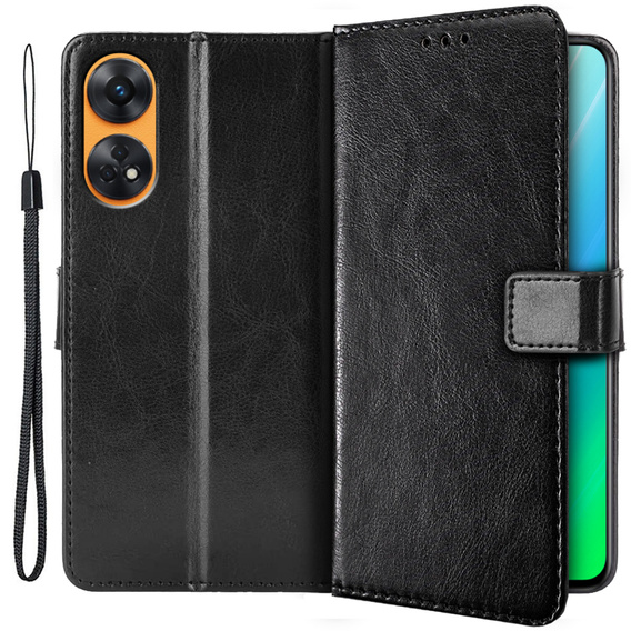 Θήκη με πτερύγιο για Oppo Reno8 T, Wallet, μαύρη