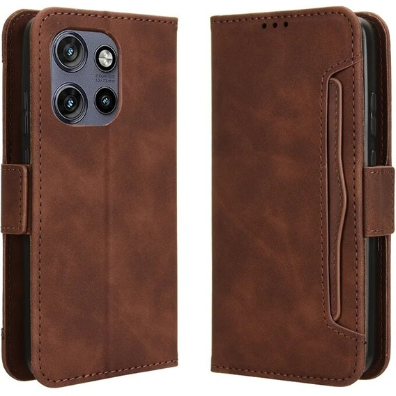 Θήκη με πτερύγιο για Motorola Edge 50 Neo / Motorola ThinkPhone 25, Card Slot, καφέ