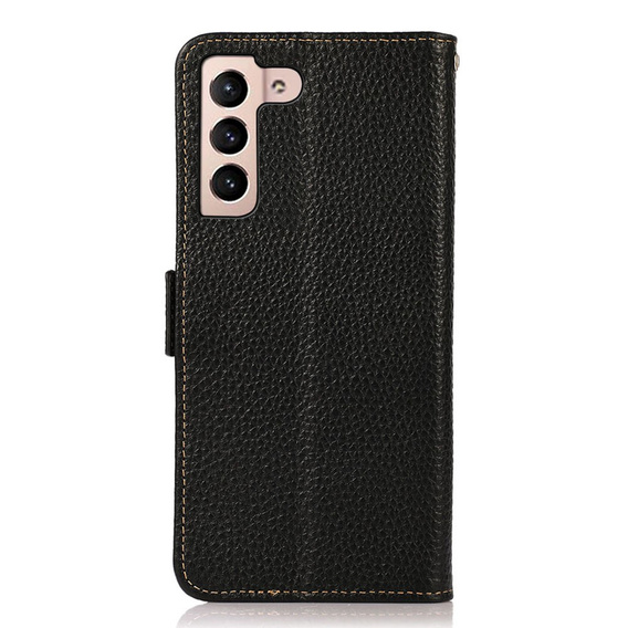 KHAZNEH θήκη RFID για Samsung Galaxy S23, Litchi Texture, μαύρη