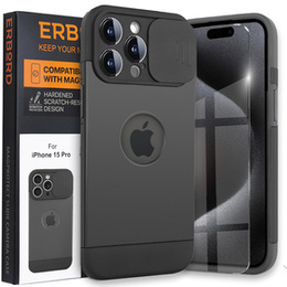 Θήκη για iPhone 15 Pro Max, ERBORD MagProtect Slide Camera, μαύρη
