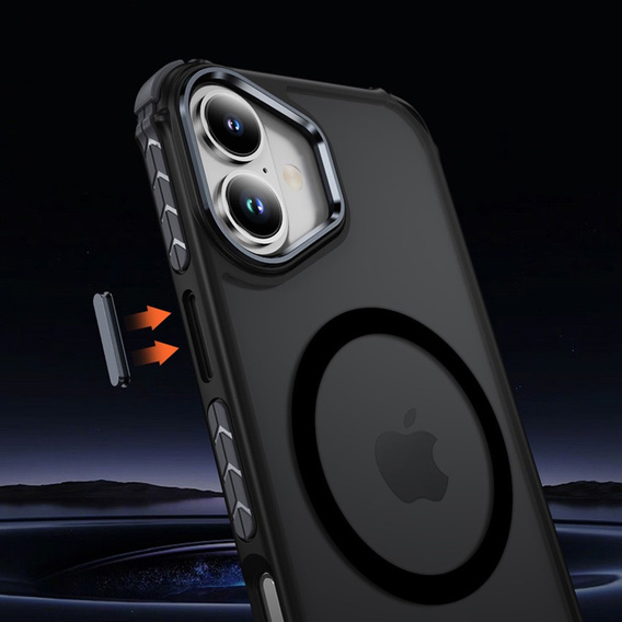 Ματ θήκη για iPhone 17, θωρακισμένη, για MagSafe, καπνιστή με μαύρες πλευρές