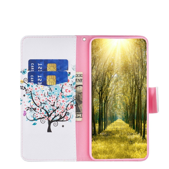 Θήκη με πτερύγιο για Xiaomi Redmi 12C, Wallet, colorful tree, λευκή