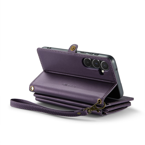 θήκη CASEME για Samsung Galaxy A55 5G, RFID Leather Wallet, με λουράκι ώμου, μωβ