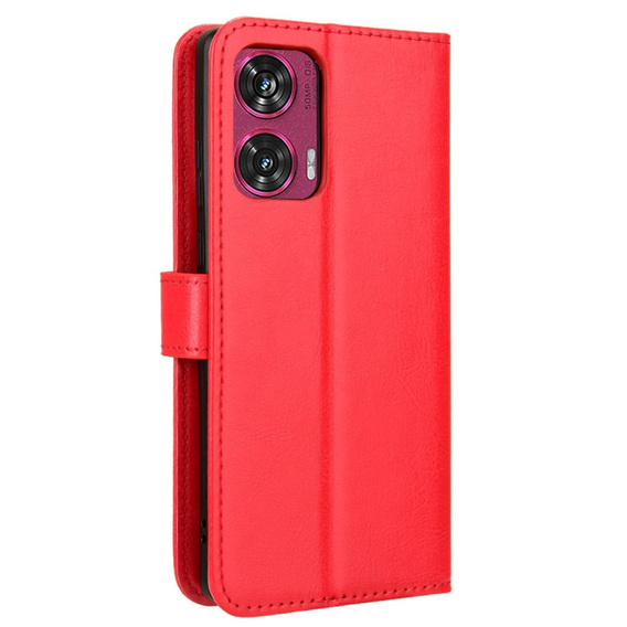 Θήκη με πτερύγιο για Motorola Edge 50 Fusion 5G, Crazy Horse Wallet, κόκκινη