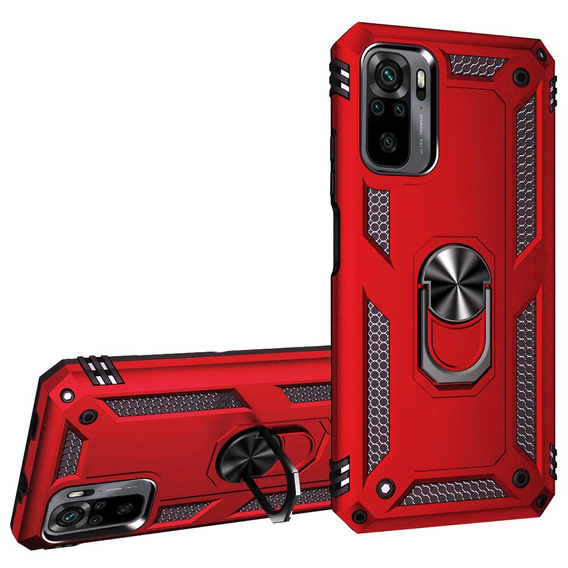 θωρακισμένη θήκη για Xiaomi Redmi Note 10 / 10S, Nox Case Ring, κόκκινη