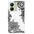 Θήκη με πτερύγιο για Xiaomi Redmi 13C / Poco C65, Wallet, Lace Flower λευκή