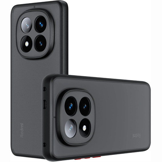 θήκη σιλικόνης για Xiaomi Redmi Note 14 Pro 5G /  Poco X7 5G, με προστασία κάμερας, διαφανής / μαύρη + γυαλί 9H, μετριασμένο