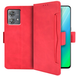 Θήκη με πτερύγιο για Motorola Edge 40 Neo, Card Slot, κόκκινη