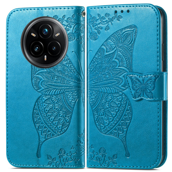 Θήκη με πτερύγιο για Realme 14 Pro 5G, Butterfly, μπλε