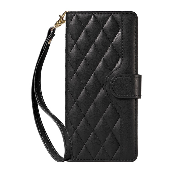 θήκη πτερύγιο για Xiaomi Redmi Note 14 Pro 5G / Xiaomi Redmi Note 14 Pro+ 5G / Xiaomi Poco X7 5G, Rhombus Crossbody Leather, μαύρη