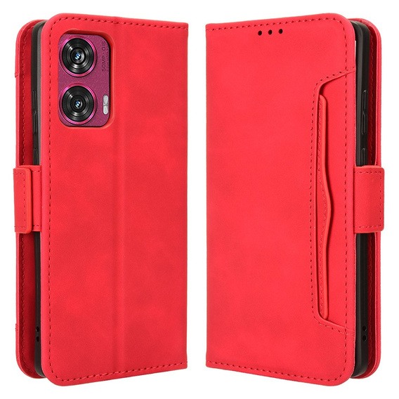 Θήκη με πτερύγιο για Motorola Edge 50 Fusion 5G, Card Slot, κόκκινη