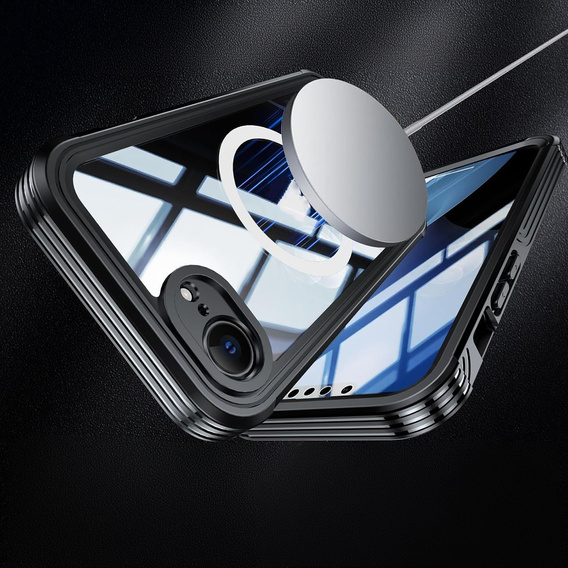 Θήκη για iPhone 16E, Shockproof, με γυαλί, για MagSafe, μαύρη