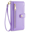 Θήκη με πτερύγιο για Oppo A78 4G, Wallet Zipper Pocket, μωβ