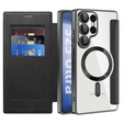 Θήκη με πτερύγιο για Samsung Galaxy S25 Ultra, RFID Rhombus Wallet MagSafe CamShield, μαύρη