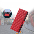 θήκη πτερύγιο για iPhone 16 Plus, Rhombus Crossbody Leather, κόκκινη