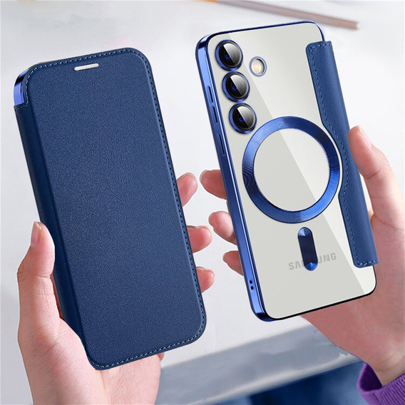 Θήκη με πτερύγιο για Samsung Galaxy S24, RFID Wallet MagSafe CamShield, σκούρο μπλε