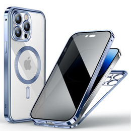 Θήκη για iPhone 14 Pro, Privacy Dual Glass, για MagSafe, μπλε
