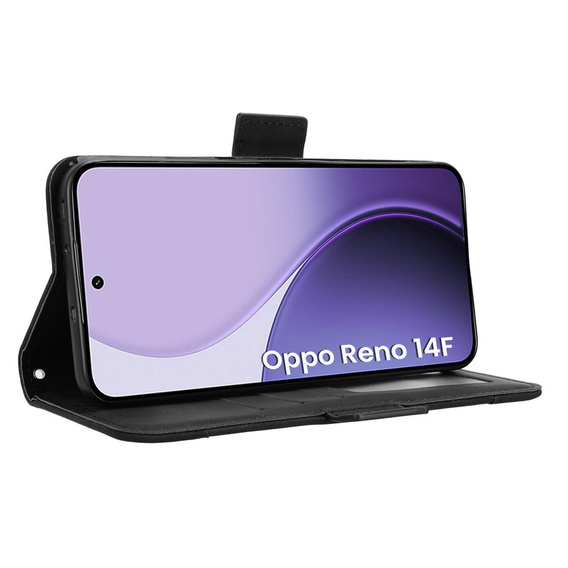 Θήκη πτερύγιο για Oppo Reno 14F, Υποδοχή κάρτας, πορτοφόλι, μαύρο