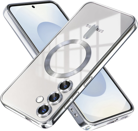 Θήκη για Samsung Galaxy S25, Electro MagSafe, ασημένια + Γυαλί για την οθόνη