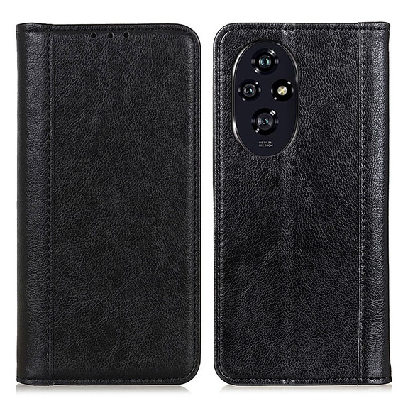 θήκη με πτερύγιο για Honor 200 Pro 5G, Split Leather, μαύρη