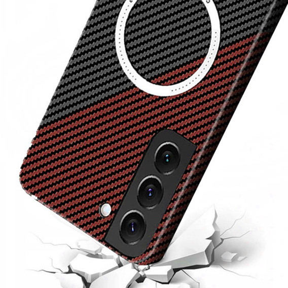 Θήκη για Samsung Galaxy S23, Magsafe Slim Carbon, μαύρο / κόκκινο