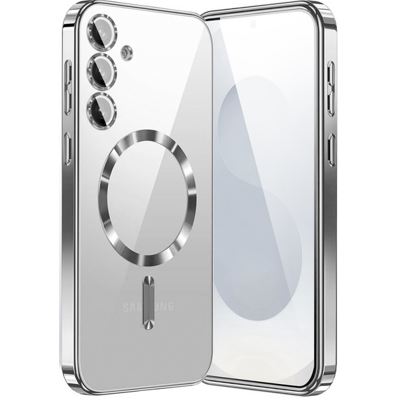Θήκη για Samsung Galaxy S25, Electro MagSafe, ασημένια + Γυαλί για την οθόνη