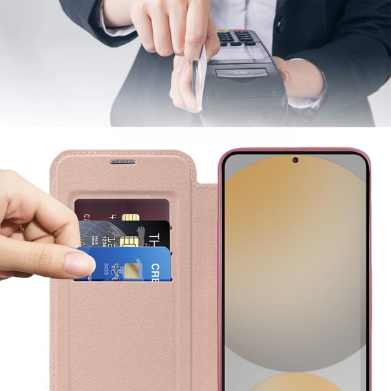 Θήκη με πτερύγιο για Samsung Galaxy S25 FE, RFID Wallet MagSafe CamShield, ροζ