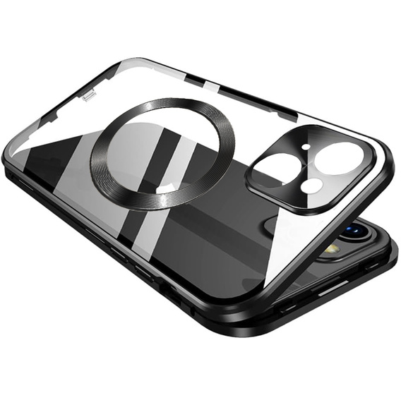 Μαγνητική θήκη MagSafe Dual Glass για iPhone 15, μαύρη