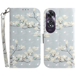 Θήκη με πτερύγιο για Oppo A60, Wallet, Magnolia Flowers γκρι